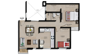 Plano apartamento tipo 1a